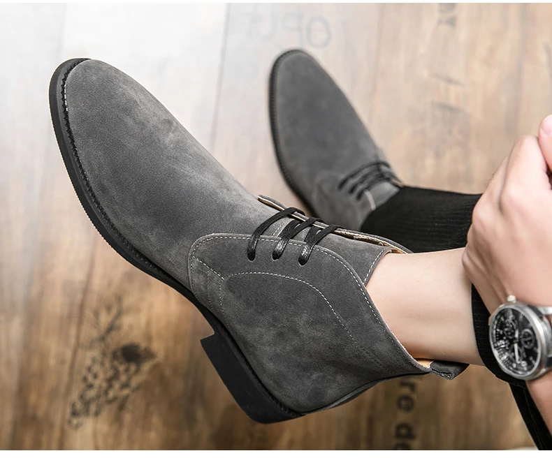 Mayba Jugend High-Top-Sneakers runde Zehen verschleiß feste britische Mode Stiefeletten Größe 38-48 – Detail 11