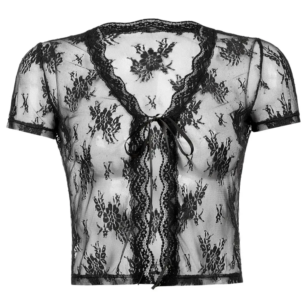 Clothes Kawaii Goth Y2k Crop Lace Top Clothing 2021 Fairy Grunge Core Fairycore Vintage Graphic Sweat T Shirt Korean Fashion mens graphic tees