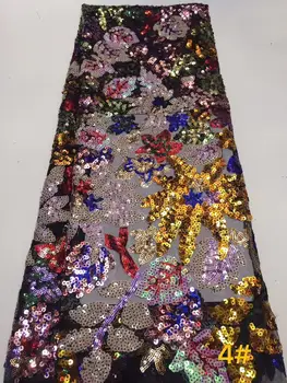 

New design French Net Sequin Lace Fabric 2019 Latest african sequence lace fabric with RED gold line embroidery tulle fabric