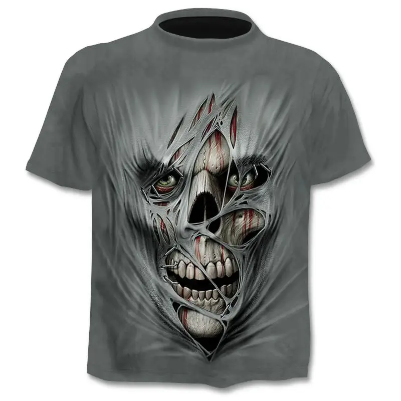 H00ca20456a31409f80248c7fb63675d7S - Fake Jacket Skull Print T-Shirt