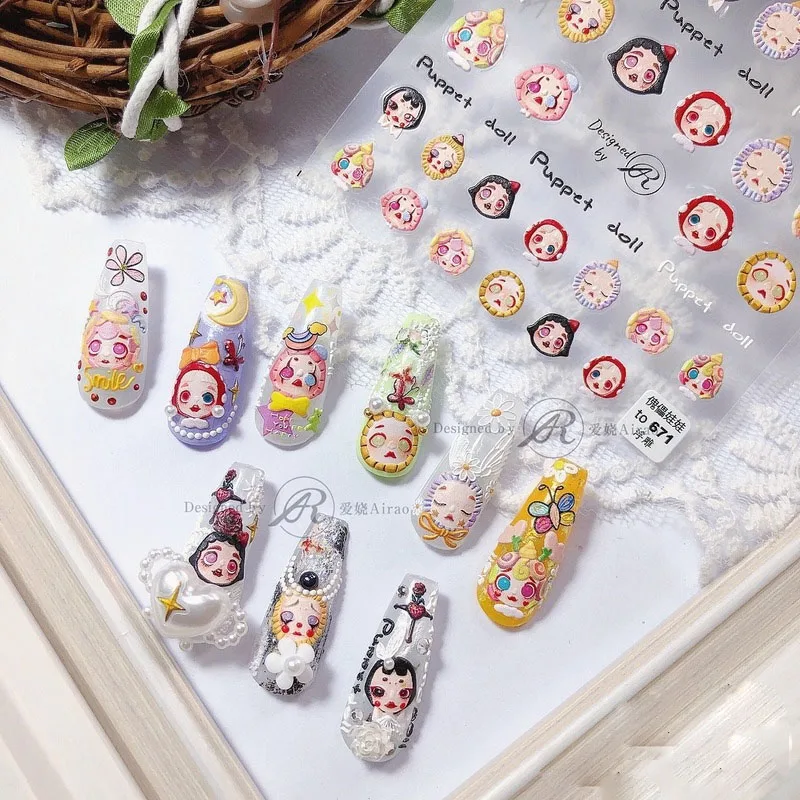 1Pc 5D Nail Art Cute Girls Stickers Relief Pattern Designer Sticker Decals Many Different Images Manicure Decal | Красота и здоровье