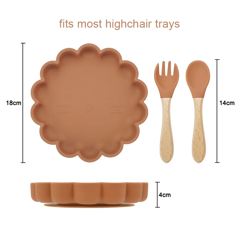Hot Sale BPA Free Children's Tableware Oval Lace Cute Food Plates Waterproof Bowl Plates Solid Color Spoon Fork Set Baby Stuff 3