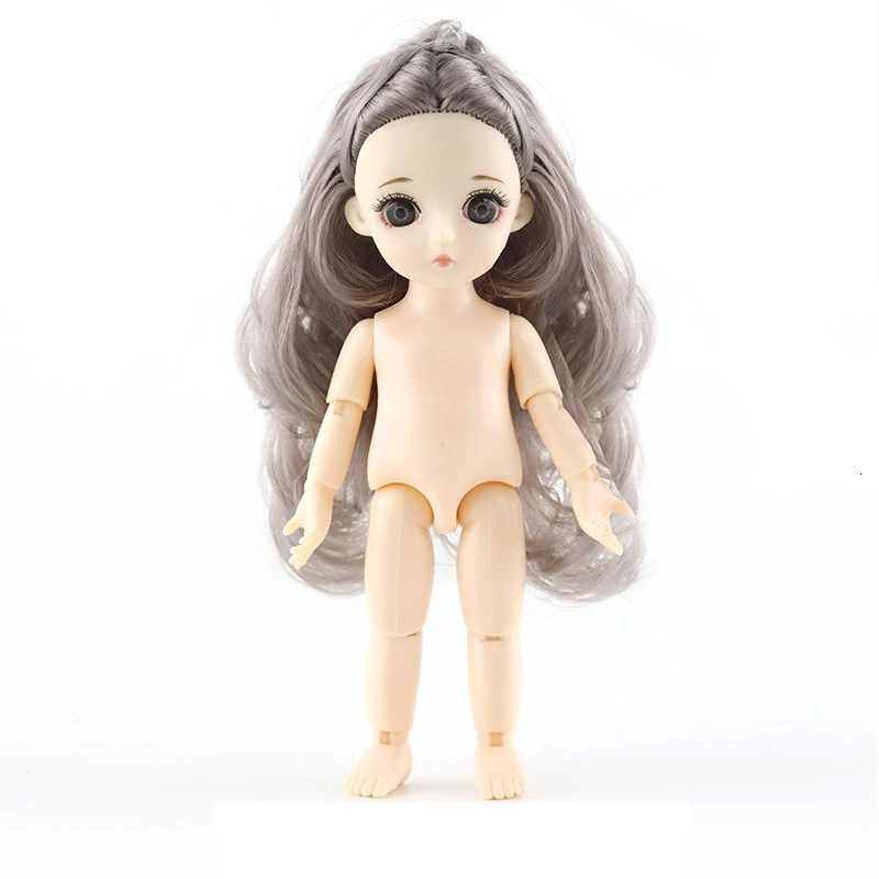 16 см мини-кукла 1/8 BJD куклы 13 раскладные игрушки Обнаженная девушка тело мода Bonecas DIY игрушки Enchantimal куклы для девочек подарок - Цвет: I-silver gray curls