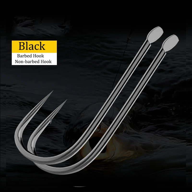 30Pc Black Barbed Non-Barbed High Carbon Steel Fishing Hooks Sea 0.5# 0.8#  1-8# Fish Hooks Bulk Fishing Hook Fishing Accessories