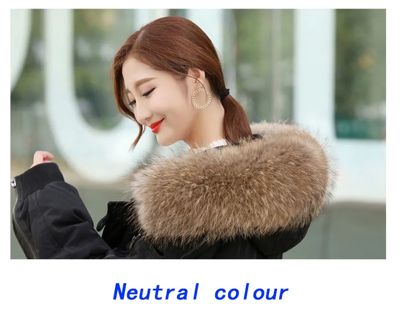 neutral brown 50-13 Коллекция года, детские парки с воротником из натурального меха енота зимние куртки с натуральным мехом для девочек и мальчиков, 50 см Длинные Теплые шарфы из натуральной кожи, Zxx55 - Цвет: neutral brown 50-13