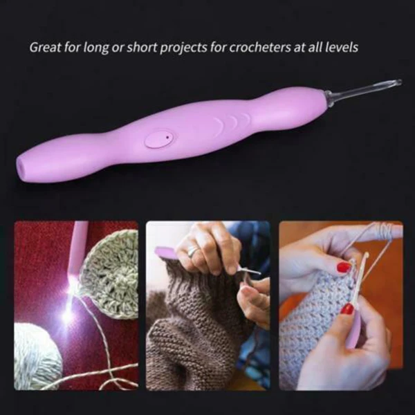 

LED Crochet Hooks Set 9 in 1 USB Rehargeable Light Up Needles Hand Weave Sewing Tools PI669