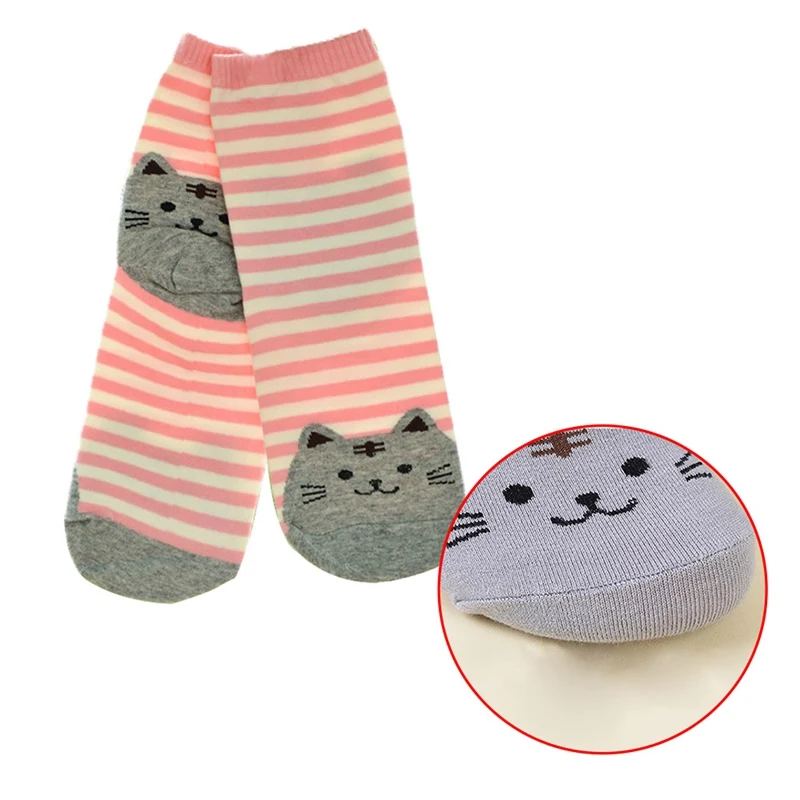 Милые женские носки Kawaii, забавные носки с рисунками животных, котов, хлопковые носки для девочек и женщин, теплые носки для зимы