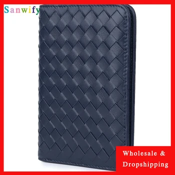 

Black/blue/dark Yellow Color Passport Cover Luxury Knitting Men Passport Case Women Credit Card Holder Wallets Mini Wallet