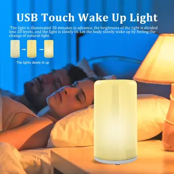 

Touch Wake Up Light Alarm Clock Nature Sunrise Simulation Colorful Night Lamp US White Light Level 3 Adjustable Reading