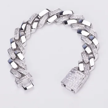 

Hot-selling Quadrilateral Micro-set Zircon Cuban Bracelet Personality Mehami Hand Jewelry Men Hip Hop Style Jewelry