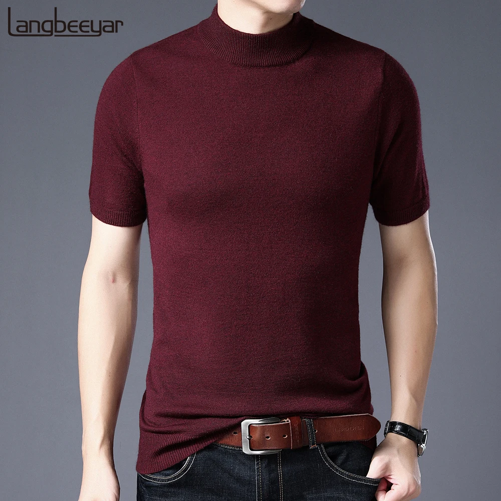 

2020 High End New Fashion Brand Korean Turtleneck Knitted Sweater Men Pullove Woolen Solid Color Casual Jumper Men Clothing