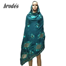 Шали Хиджаб, шарфы, дизайн, Цветочная вышивка, африканские женские шарфы, хлопок, большой шарф