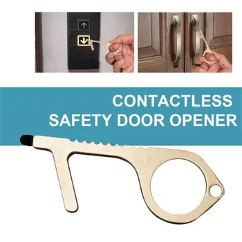 

Creative Anti-epidemic Keychain Without Contacting To Open The Door Elevator Press Metal Anti- Pendant Security Tool 2/5PC
