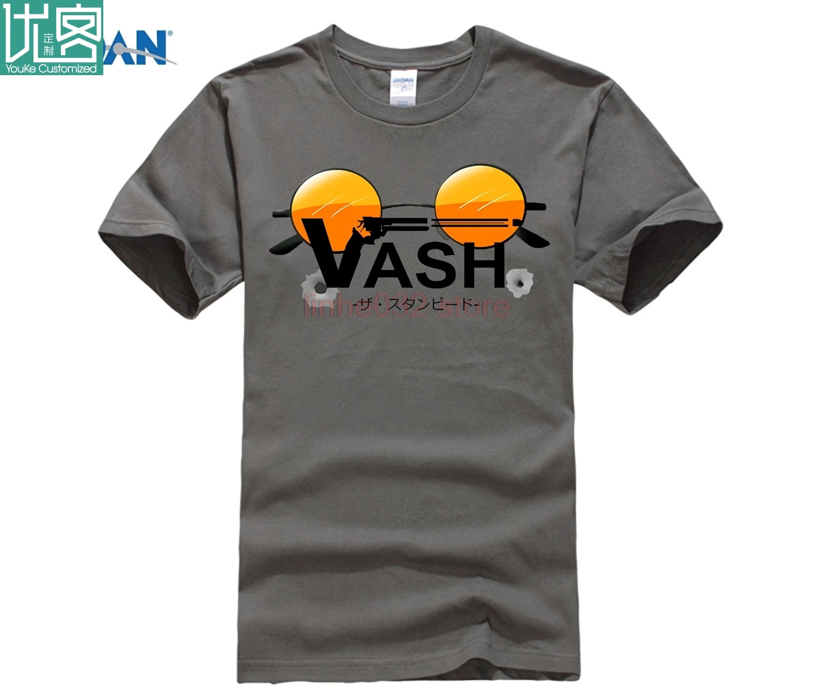 

2018 Latest Regular Fit Mens VASH Trigun T-shirts Custom Short Sleeved Eco Cotton Manga Glasses Tee T Shirts Mens