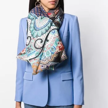 

Winter Scarf Women Men Down Ring Snood Thick Thermal Warmer Scarves Floral Collar Neck Head Cross-tie Scarf 115*15cm