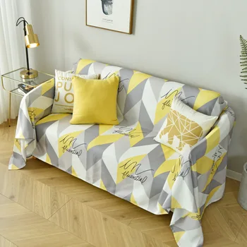 

Geometric Sofa Throw Blanket Cover For Living Room Yellow White Grey Simple Style Sofa Full Cover Furniture Protected Home Decor