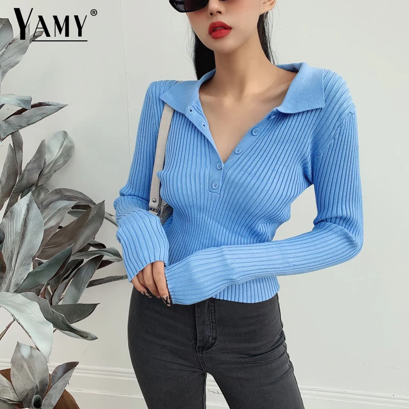 long sleeve cropped polo shirt