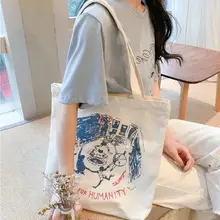 Модная женская сумка с принтом, холщовая Повседневная сумка через плечо для покупок, винтажная Вместительная женская Холщовая Сумка на плечо