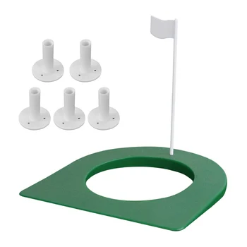 

Unbreakable Golf Mat Tees Putt Practicing Tee Holder with Putting Training Cup Hole with 6.3inch Flag for Home Office Playing