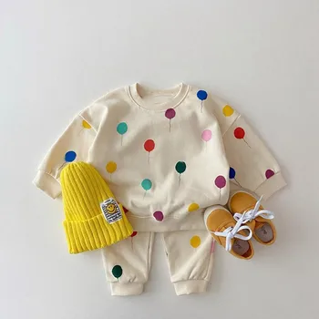 Conjunto de ropa para bebé, sudadera con globos y pantalones, 2 piezas, otoño e invierno, 2021 1