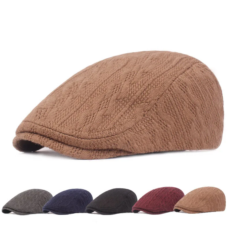 Crochet Yarn Hat Winter Men Flat 