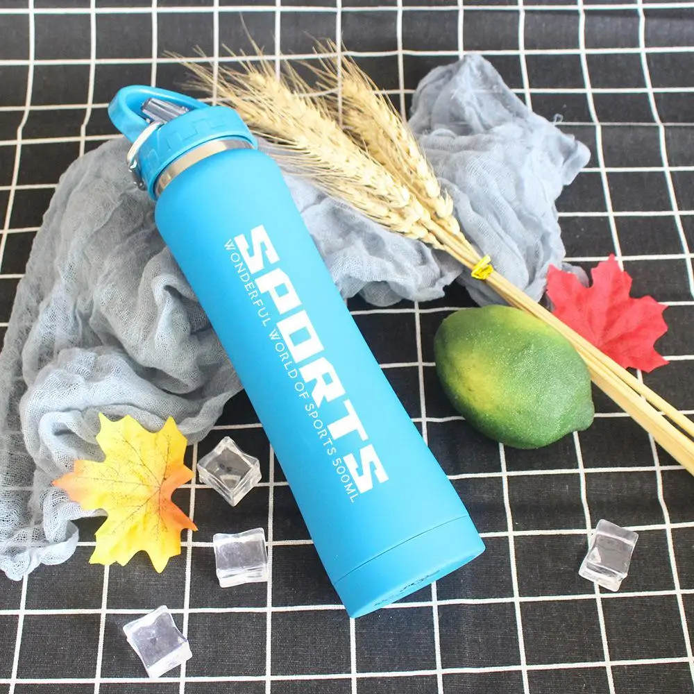 Portable Outdoor Termos Flask Thermocup Water Bottle Vacuum Mug 500ml With Straws Easy Clean Insulated Bottle - Цвет: Blue