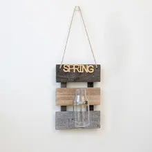 Пасторальные украшения из гидропонного растения стеклянная ваза для гостиной настенная подвесная деревянная настенная Цветочная ваза