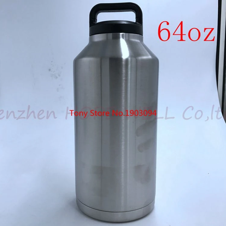 64oz silver 20 шт./партия 10 унций/12 унций/20 унций/30 унций/18 унций/36 унций/64 кружка унция, бутылка, чашка, солома, крышка и ручка - Цвет: 64oz silver