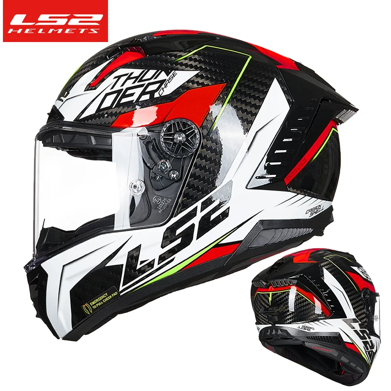 LS2 FF805 carbon fiber motorcycle helmet full face helmets Racing car cascos para moto ls2 THUNDER double D ring