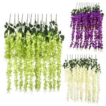 

Artificial Silk Wisteria Vine Ratta Silk Hanging Flower Wedding Decor,6 Pieces,(White)