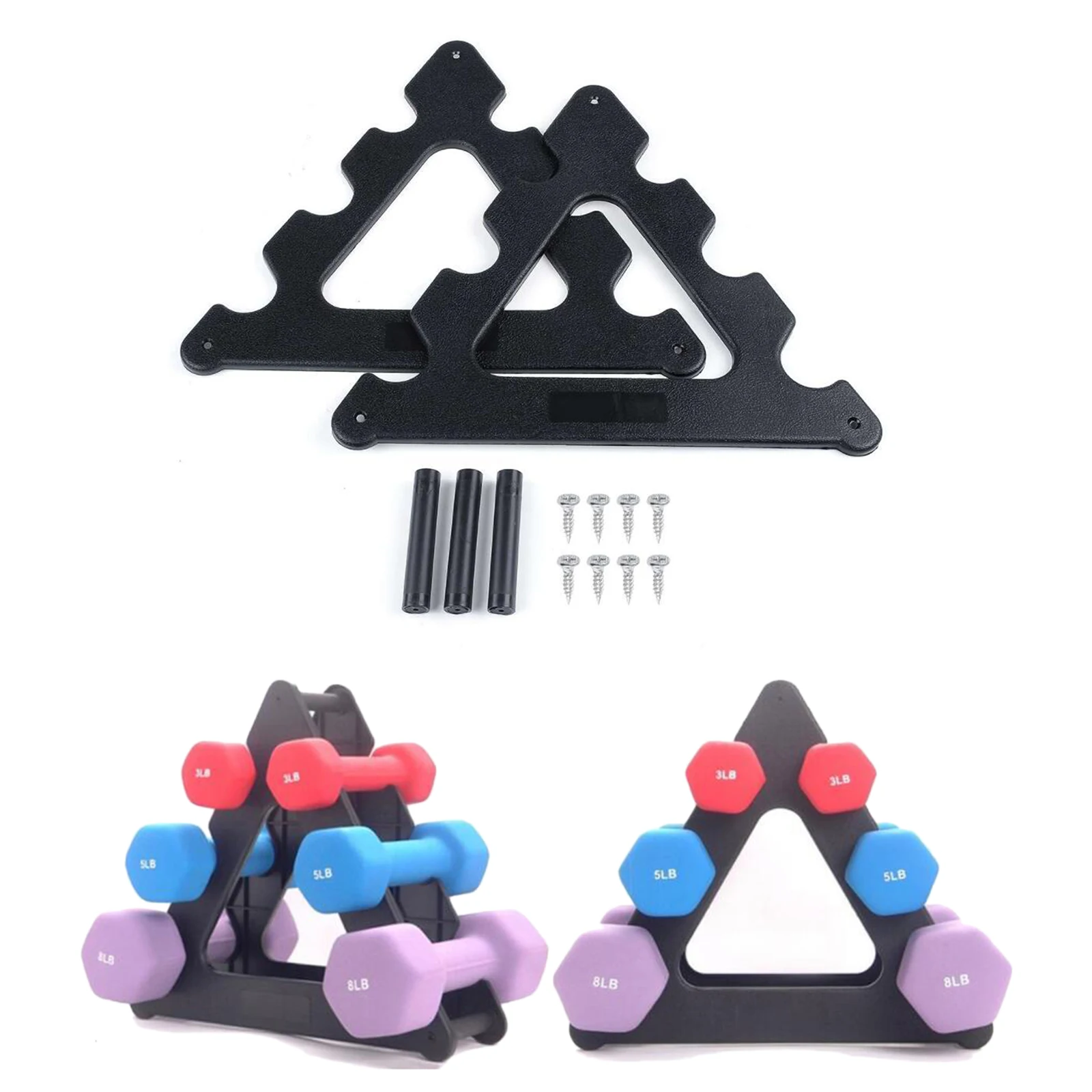 Solid 3-Tire Dumbbell Rack Gym Stands Dumbbell Triangle Vertical Holder