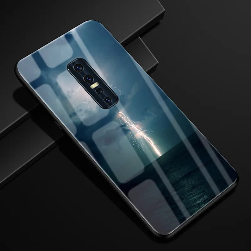 36 ДЛЯ Vivo V17 Pro Чехол PC Пластиковый стеклянный чехол для телефона черный ТПУ бампер чехол для Vivo V17 Pro 1909 V17Pro ЧЕХОЛ ДЛЯ Vivo V 17 Pro - Цвет: 36