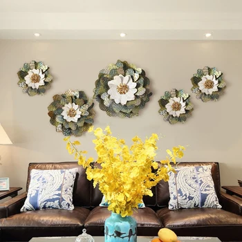 

Pastorale Wrought Iron Wall Hanging Creative 3D Flowers Crafts Wall Decoration Home Wall Background Metal Flowers Mural R3899