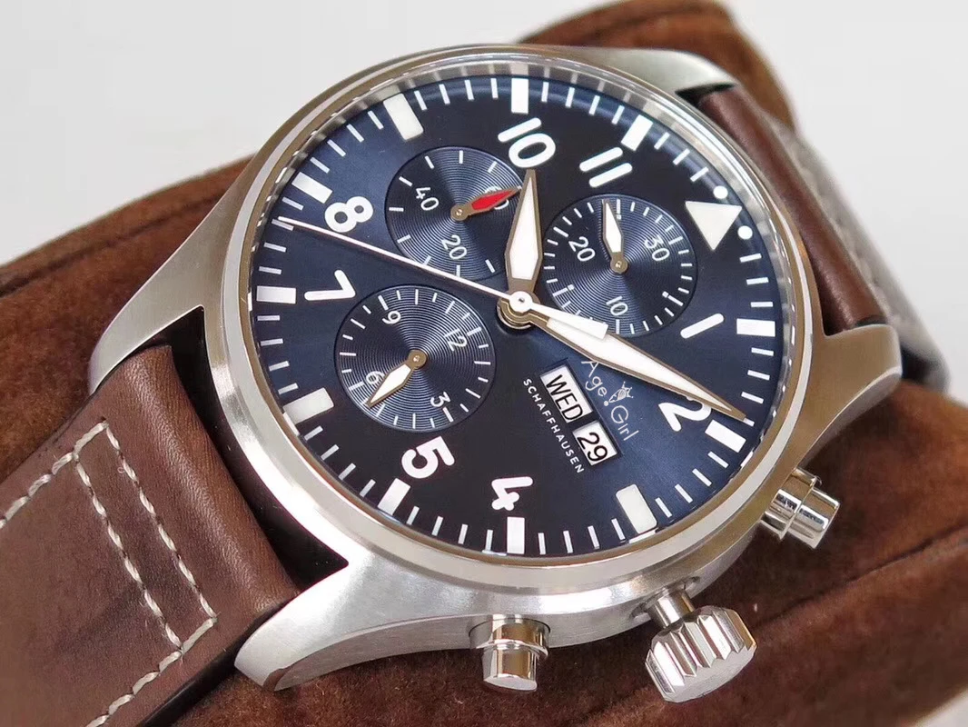 

Luxury Brand New Men Automatic Mechanical Pilots Watch Stainless Steel Daydate Sapphire Brown Leather Blue Dial Sport Watches