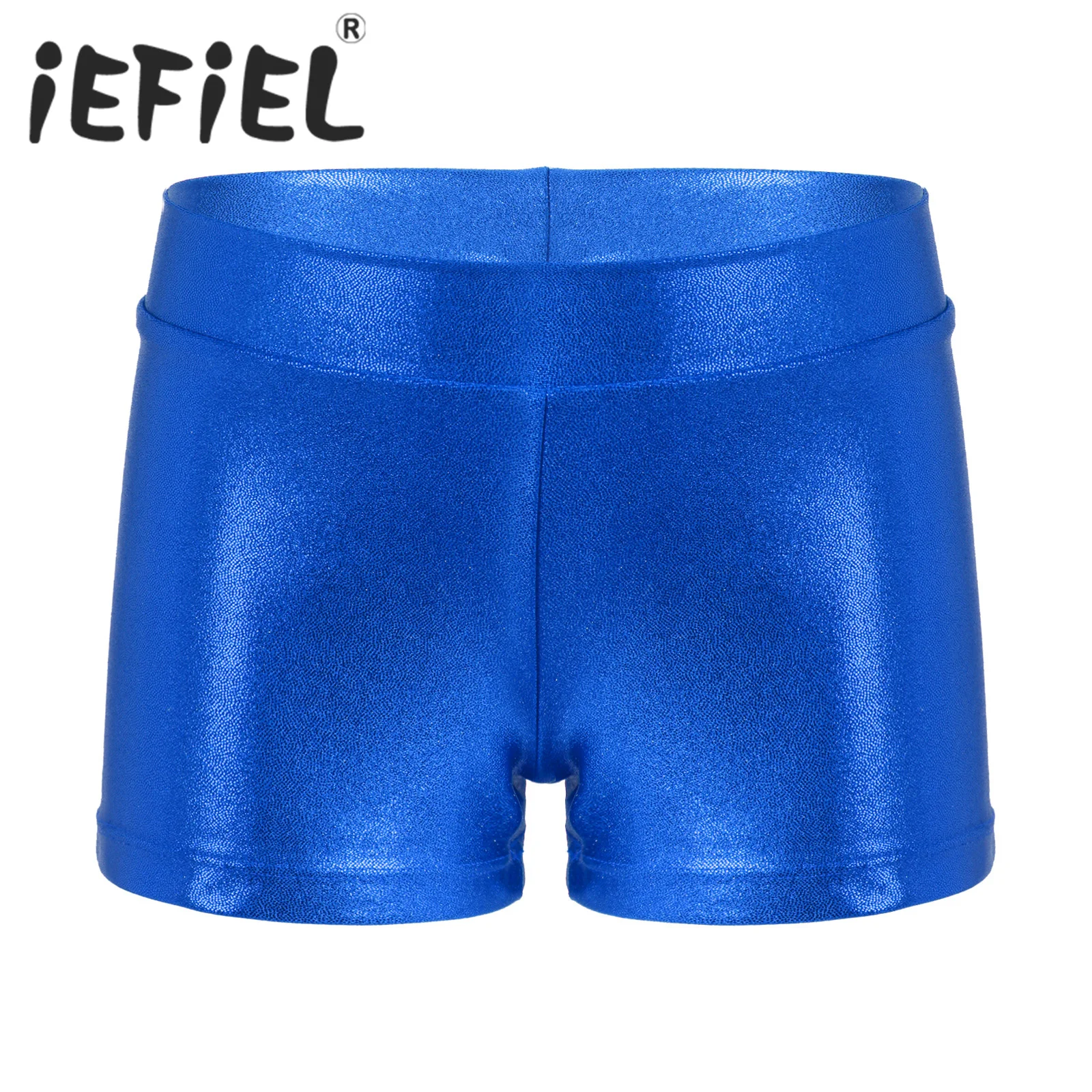 

Kids Girls Shiny Metallic Ballet Shorts Elastic Waistband Gym Workout Sport Dance Shorts Bottoms for Ballet Class Yoga Fitness