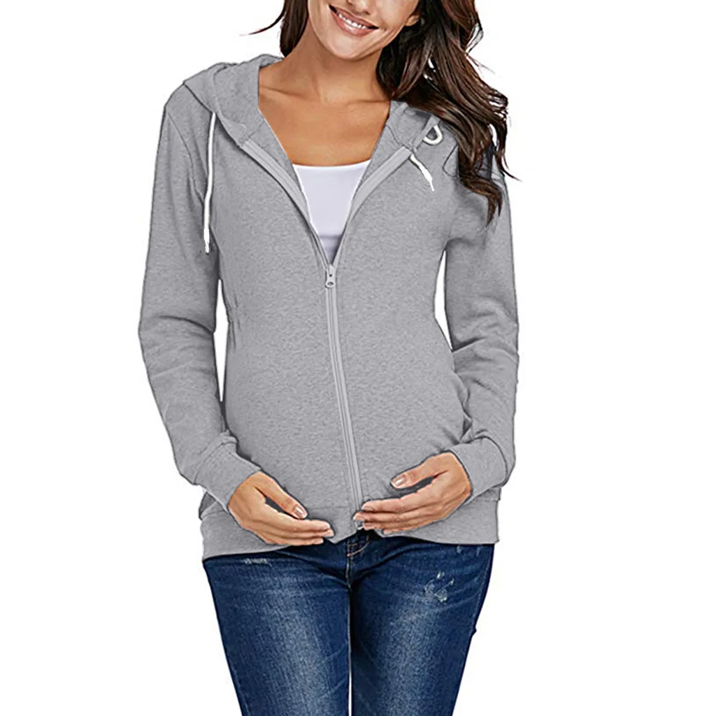 clearance maternity clothes Jacket for Pregnant Women Maternity Hoodie Sweatshirt Pregnancy Clothes Pregnant Women Breastfeeding Hooded Zipper Jacket Top Maternity Clothing hot Maternity Clothing