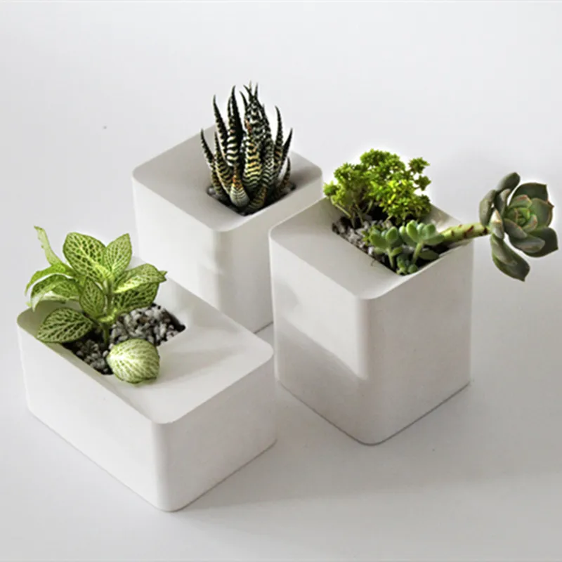 Concrete Flower Pot Mold Square Candle Holder Silicone Mould Handmade Home Decorating Moulds
