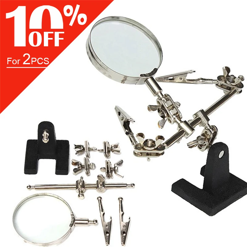 Auxiliary Clip Magnifier Glass Lens Tool 360 Degree Rotating Adjustable Locking Arm for Circuit Board Inspection/Carving/Welding |