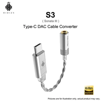 

HIDIZS S3 HiFi Audio Portable USB DAC Cable Converter Type-C to 3.5mm Headphone Amplifier Adapter for Android Phone PC