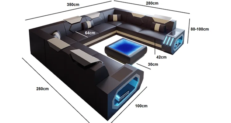 Первый слой натуральной кожи гостиной диван набор угловой диван с Bluetooth динамик функция современная мебель для дома