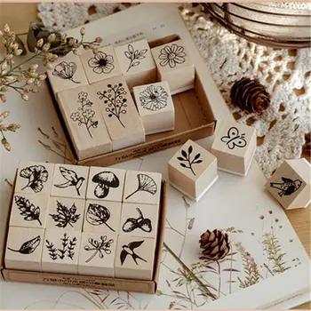 

Animal Plants Flower Leave Decoration Stamp Set Wooden Rubber Stamps for Scrapbooking Stationery DIY Craft