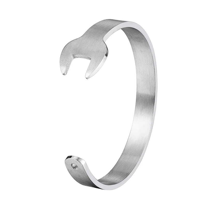 Trend Punk Biker Wrench Tools Bangles Vintage Stainless Steel Wrench Mechanic Spanner Bracelet Men Wristband Cuff Bracelets 2021 3