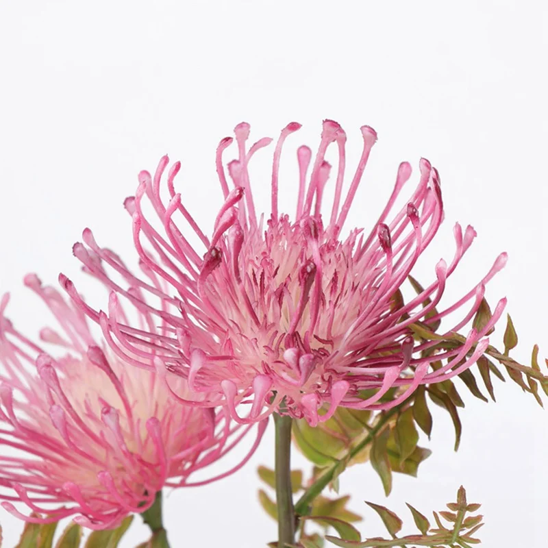 Флокированные Leucospermum искусственные цветы для свадебного украшения Флорес Искусственные пластиковые искусственный цветок растение Флер искусственные