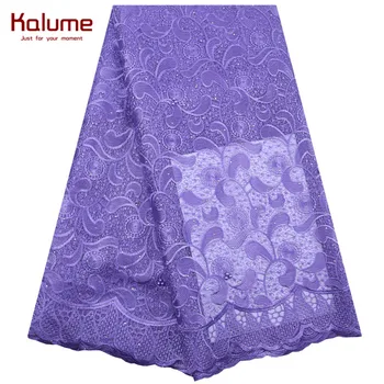

Kalume High Quality African Lace Fabric Light Purple French Net Embroidery Tulle Lace Fabric For Nigerian Party Dress Sew 1872