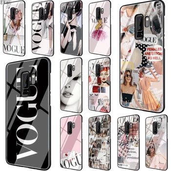 

EWAU VOGUE Lady's journey Tempered Glass phone case for Samsung S7 S8 S9 S10 Note 8 9 10 plus A10 20 30 40 50 60 70
