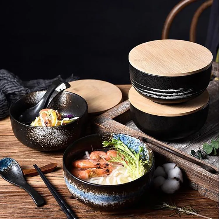 6,5 дюймов/1500 мл японский стиль Ramen миска с крышкой кухонные аксессуары для посуды ложка палочки для еды креативные чаши для лапши быстрого приготовления
