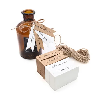

100pcs/lot Natural Kraft Paper Thank You Handmade Hang Tag DIY Packaging Crafts Tag Label For Wedding Birthday Supplies