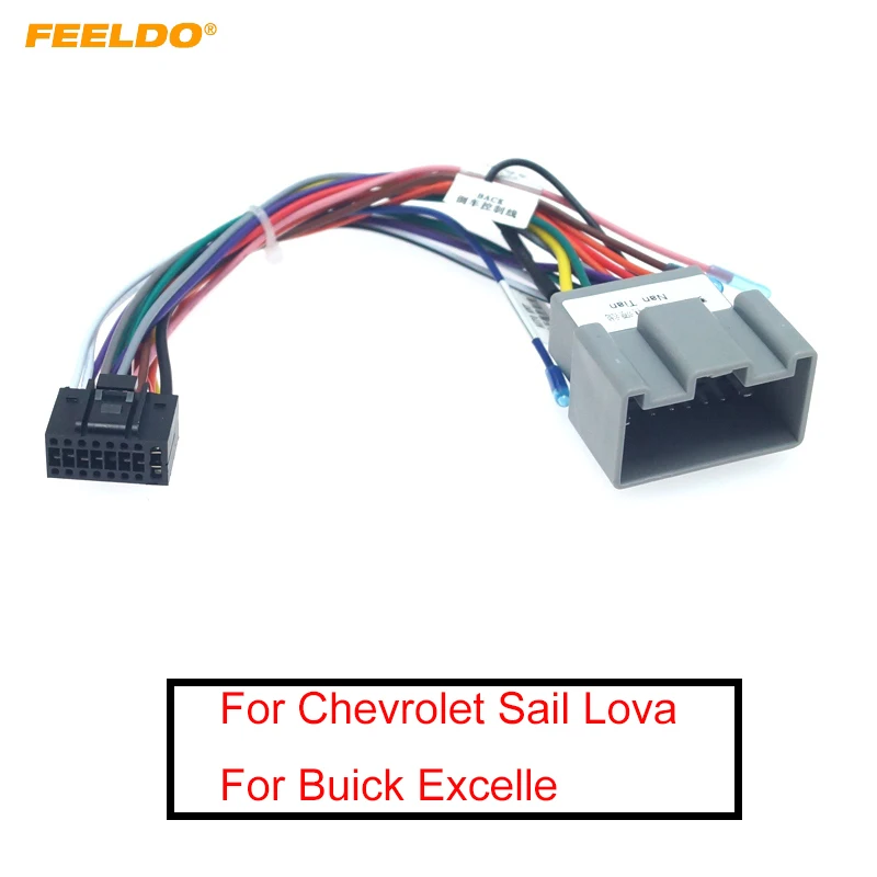 

FEELDO Car Stereo Audio 16PIN Adaptor Wiring Harness For Chevrolet Sail Lova Buick Excelle Power Calbe Install Aftermarket