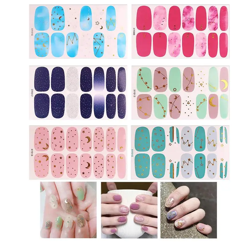 6 листов модные накладки для ногтей креативные наклейки маникюра женские сделай
