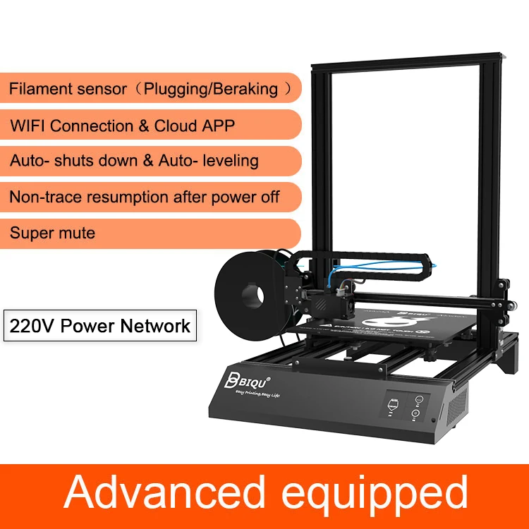 Advanced 220V BIQU Thunder 3d принтер обновленный TMC2208 автоматическое выравнивание Reprap i3 принтер Дуа Z датчик накаливания MK8 экструдер Impressora 3D - Цвет: Advanced 220V